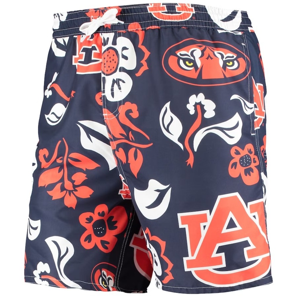 Auburn Tigers Swim Trunks Mens XL Blue Orange Wes &‎ Willy Floral Volley Shorts
